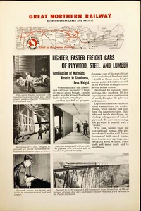 1944 Great Northern Railway Cars of Plywood Steel Lumber Vintage Print Ad - Picture 1 of 6