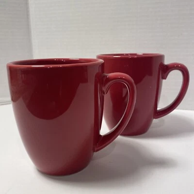 Corelle By Corning Stoneware 8oz Red Coffee/Tea Mugs Cups~Set Of 2