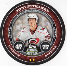2009-10 Topps Puck Attax Carolina Hurricanes Hockey Card #36 Joni Pitkanen