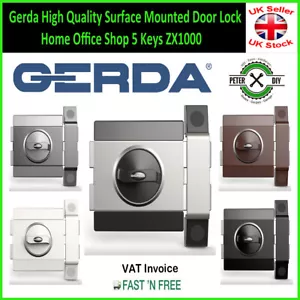 Gerda High Quality Surface Mounted Door Lock Home Office Shop 5 Keys ZX1000 - Picture 1 of 10