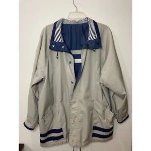 Cs Signature Women's Reversible Nautical Navy/Beige Vintage Windbreaker Jacket X - Picture 1 of 8