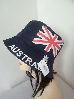 AUSTRALIA FLAG BUCKET HAT Adult Australian Day Aussie Summer Sun Cap Brim New - image 1 of 3