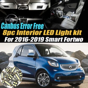 8Pc Canbus Error Free Interior LED White Light Kit for 2016-2019 Smart Fortwo - Picture 1 of 7