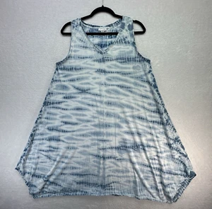 Pure J.Jill Dress Womens Medium Blue White Pima Cotton Shift Comfort Summer - Picture 1 of 14