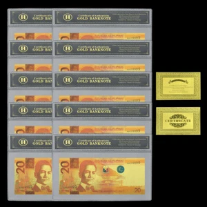 2010 Years Philippines Money 20 Peso 10pcs/lot Gold Plastic Banknotes in Shell - Picture 1 of 7
