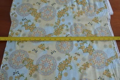 By 1/2 Yd, Yellow floral on Gold Quilt Cotton, Hoffman/Punch/Royal Peacocks,B536 - Image 1 of 4