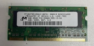 Micron DDR2 PC2-5300 667mhz sodimm 4GB MT16HTS51264HY-667A1 Single Memory Stick - Picture 1 of 2
