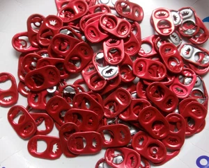 100 Shade Red Aluminum Pop/Pull Tabs Beer/Soda Colored for Crafts or Scrap - Picture 1 of 2