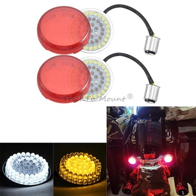 Luces de señal de giro LED ámbar blanco de 2" con cubiertas de lentes rojas para Harley Sportster Foto 1 de 4