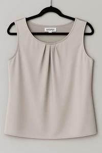 Kasper Satin Tank Top Womens XL Platinum Sleeveless Lightweight Blouse Career - Picture 1 of 6
