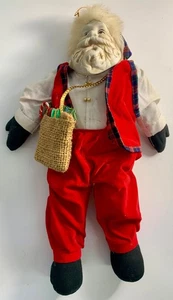 Vtg Santa Claus Cloth w/ Ceramic Beard Doll Christmas 13" - Picture 1 of 8