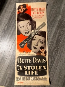 A Stolen Life Rare Original '46 Insert Poster Bette Davis Two Roles - Picture 1 of 7
