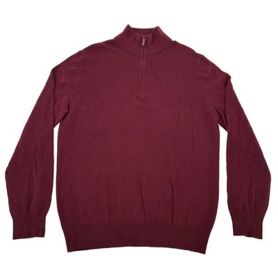 Biltmore Sweater Mens Medium Maroon 100% Cashmere Quarter Zip Mock Neck - Image 1 of 4