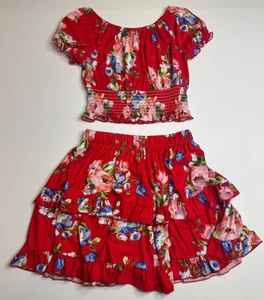 Beautees Girl's 2 Piece Tank Top & Floral Skirt Set. Size 12 - Picture 1 of 9