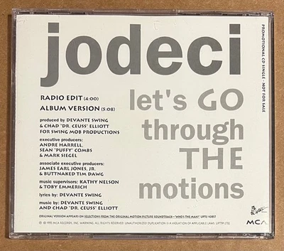 Jodeci - let's GO through THE motions RARE promo CD single w/ exclusive edit '93 Foto 1 de 2