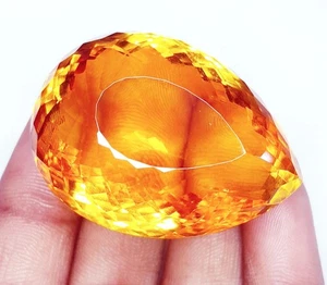 Certified Citrine 175+ Ct Loose Gemstone Pendent Size A+ Quality Pear Cut M362 - Picture 1 of 16