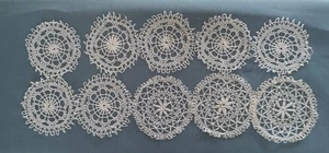 TAPETES DE HILO DE ALGODÓN BLANCO VINTAGE ~ 5" ~ LOTE 10 - Imagen 1 de 1