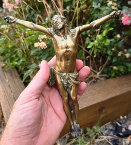Antique Bronze Christ Corpus Christi 18th century Crucifix figure Fine Casting - Picture 1 of 13