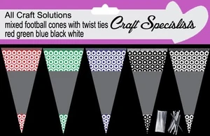 FOOTBALL - Cone Bags - Party Bags - Sweets - Cello Bags - With Twist Ties - Picture 1 of 6