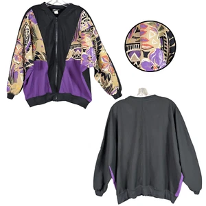 Chaqueta cortavientos vintage Silver Threads cremallera completa manga murciélago colorida talla L? - Imagen 1 de 8