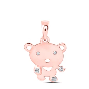 10K Rose Gold Teddy Bear Diamond Pendant 0.03 Cttw 3/4" Drop Length - Picture 1 of 2