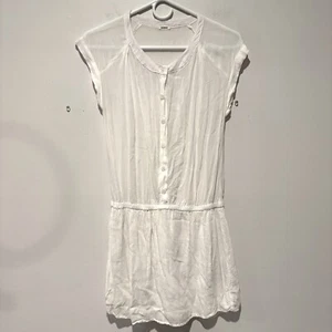 Monrow Damen weißes Kleid fallende Taille Knopfleiste hauchdünn leicht Small USA - Bild 1 von 8