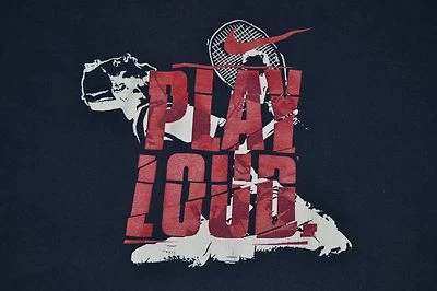 Vintage OG Nike Gray Tag Play Loud Tennis Andre Agassi Youth Large 14-16 90s - Image 1 of 2