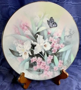 "Sapphire Wings" Jewels of the Flowers Collectors Plate 1991 Butterfly Chun Chiu - Picture 1 of 8