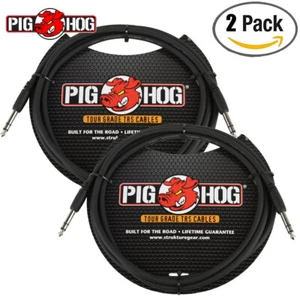 2-PACK Pig Hog PTRS06 8mm 6 FT 1/4" TRS Balanced Stereo to 1/4" TRS Cable Plug - Picture 1 of 1