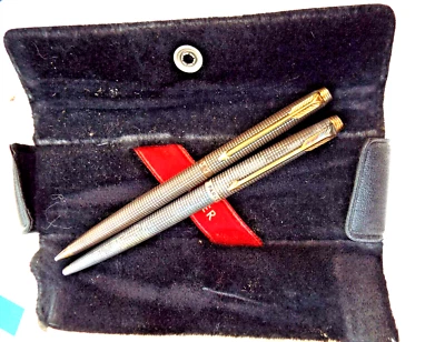 Juego de lápices vintage Parker 75 Cisele plata esterlina oro extremos planos 0,9 m Foto 1 de 4