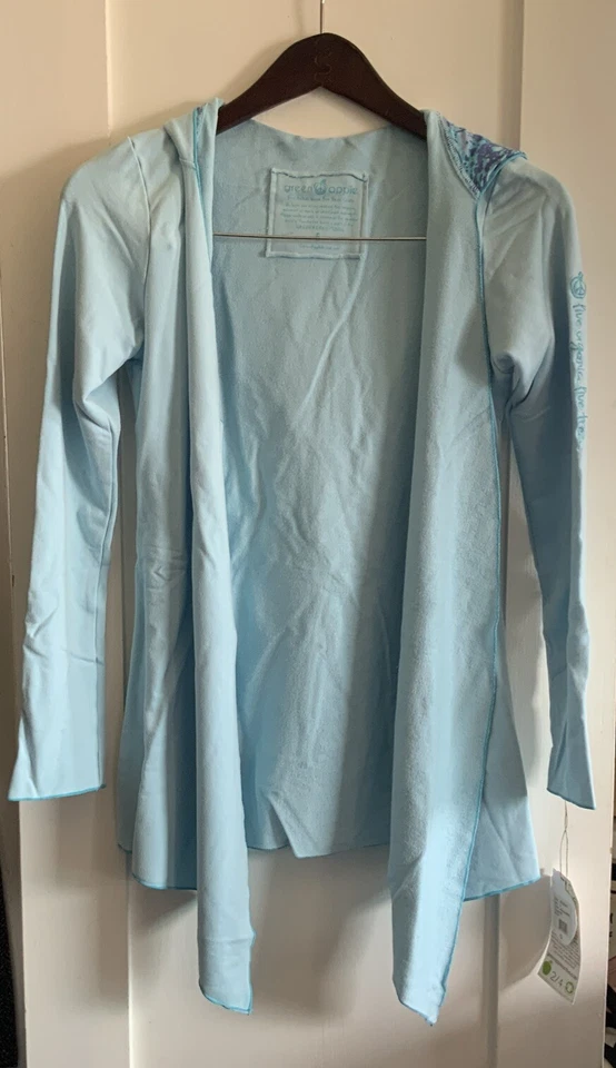 Green Apple Light Blue Hooded Long Sleeved Wrap Women’s Small - Image 1 of 4