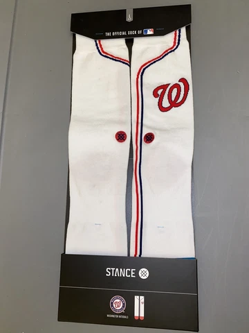 STANCE MLB Crew Socks Washington Nationals Home Jersey Large L White Red W Cover