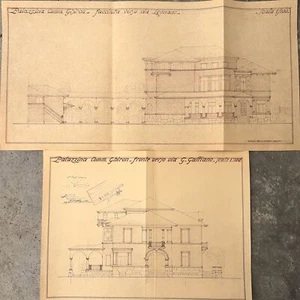 Stampa di due disegni del progetto architettonico della Palazzina Comm. Ghiro - Picture 1 of 1