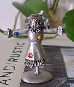 Vintage 1983 Hudson Pewter Scarecrow 2.25" Figurine by Selangor Pewter # 2909 - Imagen 1 de 5