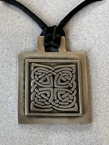 NWT Gastineau Studio Lead Free Pewter Celtic Knot Pendant On Black Satin Cord - Picture 1 of 5