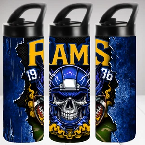 Los Angeles Rams Skull 20 Unzen Edelstahl Thermo Trinkflasche - Bild 1 von 1