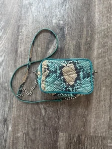 Zadig & Voltaire Boxy Turquoise Snakeskin Camera Bag Crossbody - Picture 1 of 8