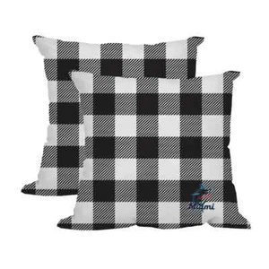 Miami Marlins 2-Pack Buffalo Check Plaid Outdoor Pillow Set - Picture 1 of 4