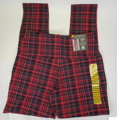 Mujer Casablanca Marrakech Negro Rojo Cuadros Leggings Levantamiento y Esculpido M Mediano 34 Foto 1 de 4