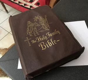 Catholic Press Christian Holy Bible - Illustrated Colour Plates Leather 1950’s - Picture 1 of 12