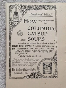 Anuncio impreso victoriano Columbia Catsup sopas de ketchup Indianápolis 1895 1890s D1 - Imagen 1 de 2