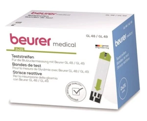 BEURER GL 48-GL 49---50 STRISCE REATTIVE DIABETE 2 X 25 PZ GLICEMIA GLUCOSIO - Foto 1 di 3