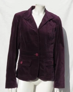 TALBOTS US L 12 Purple Stretch Cotton Velvet Blazer Jacket Top Evening Holiday - Picture 1 of 7