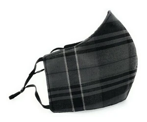 Grau Granit Tartan Polyviskose Stoff DREIFACH geschichtet wiederverwendbare Gesichtsmaske - Bild 1 von 1
