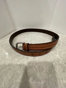 Dockers Adult Belt Woven Genuine Leather Mens Size 33 Brown 1” - Picture 1 of 3