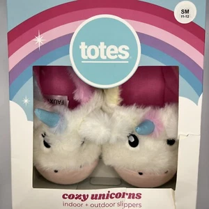 NEW Totes Kids Unicorn Slippers Size Small 11-12 Toddlers Plush Upper & Lining - Picture 1 of 3