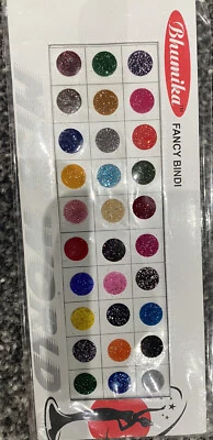 DIVAS WORLD Multicolour Round Bindi 30 Stick on Velvet Sparkle Bindis Temp Body Art