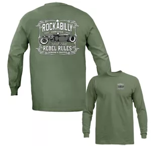 Rockabilly Rebel Rules Hot Rod Oldtimer Oldtimer Auto Langarm - Bild 1 von 14