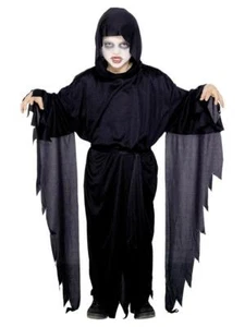 Child Dark Long Sleeve Screamer Ghost Halloween Fancy Dress Costume & Face Paint - Picture 1 of 5