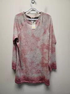 LUCKY BRAND PINK TIE DYE SOFT KNIT LONG SLEEVE SHORT SLEEP DRESS NWT S - Picture 1 of 8